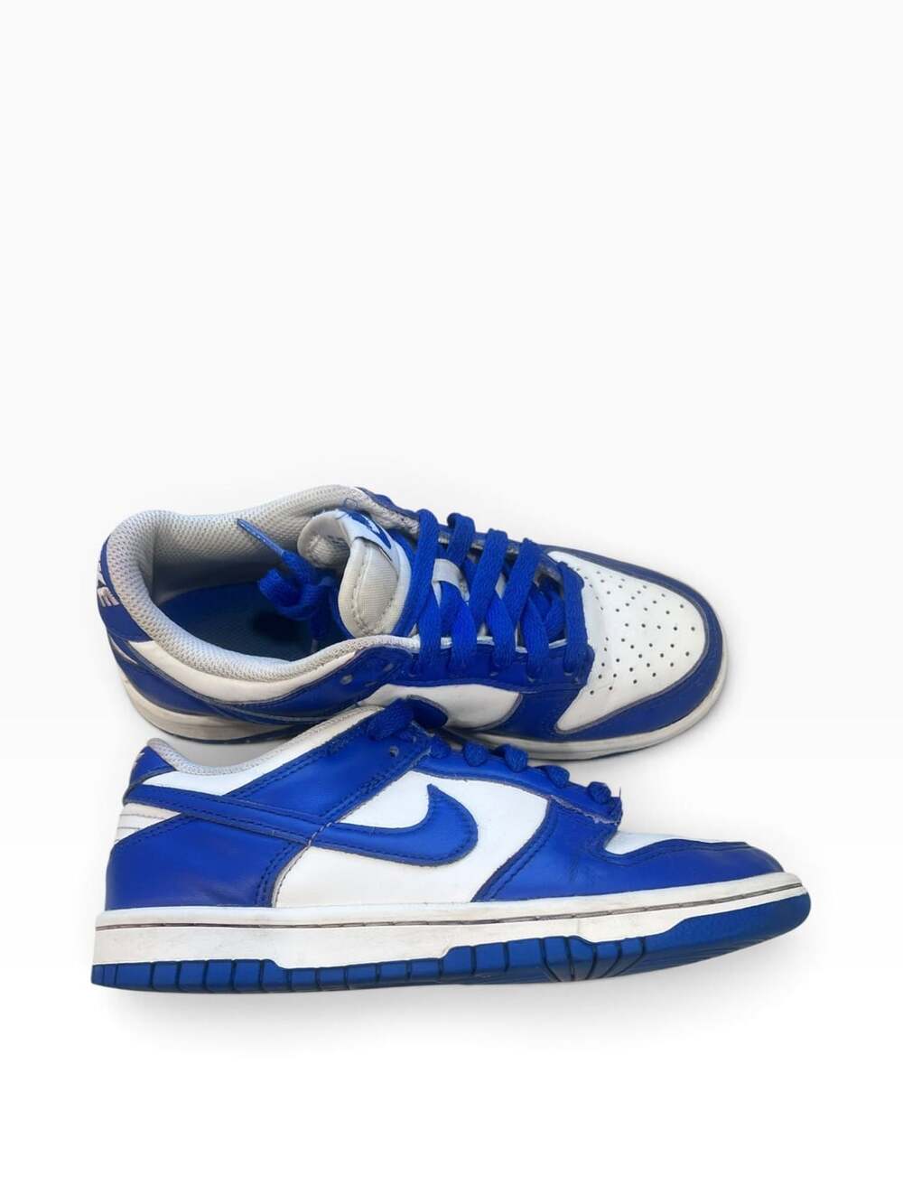 4y Nike Dunk Low Retro Sneakers White and Hyper Royal Blue
